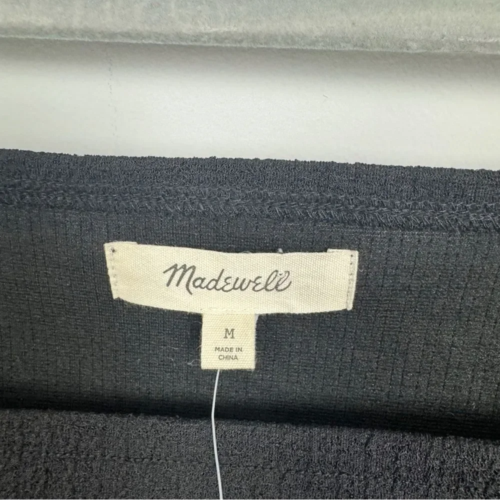 MADEWELL | NEW Black Crepe Square Neck Puff Sleeve Top Women’s Size Medium